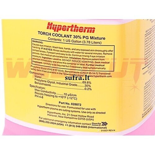 Aušinimo skystis plazmai Hypertherm 3.78l (028872) 1 Aušinimo skystis plazmai Hypertherm 3.78l (028872) 1