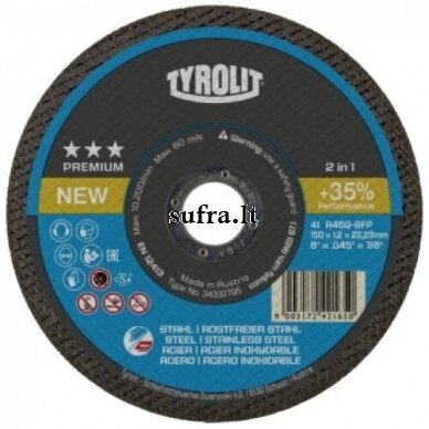 Pjovimo diskas plienui Tyrolit Premium*** 2in1 Pjovimo diskas plienui Tyrolit Premium*** 2in1